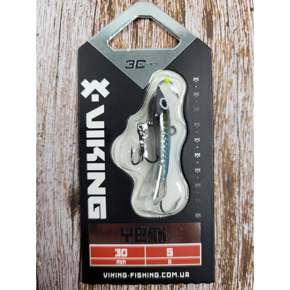 Балансир Viking Fishing Yeti Ice Jig 30mm 5.0g #03 Light Blue Glam, Розмір/Вага: 30мм/5г, Колір балансиру: #3 Light Blue Glam, фото , изображение 3