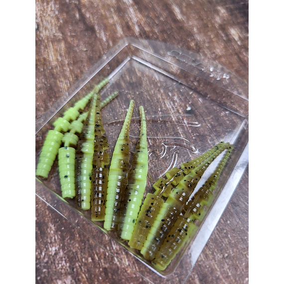 Силікон Select Javik 1.8" col.241 — їстівний черв’як для окуня та нано-джигу (9 шт.), Довжина силікону: 1.8" (4.57 см), Колір силікону: 242, фото , изображение 6