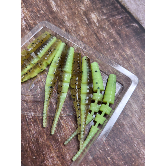 Силікон Select Javik 1.8" col.241 — їстівний черв’як для окуня та нано-джигу (9 шт.), Довжина силікону: 1.8" (4.57 см), Колір силікону: 242, фото , изображение 8