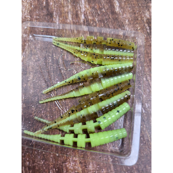 Силікон Select Javik 1.8" col.241 — їстівний черв’як для окуня та нано-джигу (9 шт.), Довжина силікону: 1.8" (4.57 см), Колір силікону: 242, фото , изображение 9