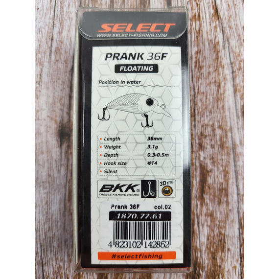 Воблер Select Prank 36F 36mm 3.1g #02 (0.3-0.5m), Колір воблера: 02, фото , изображение 3