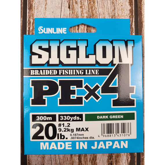 Шнур Sunline Siglon PE х4 300m (темн-зел.) #1.2/0.187mm 20lb/9.2kg, Диаметр: #1.2/0.187mm, Размотка: 300m, Выберите цвет: темно-зеленый, фото , изображение 3