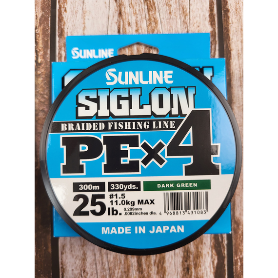 Шнур Sunline Siglon PE х4 300m (темн-зел.) #1.5/0.209mm 25lb/11.0kg, Диаметр: #1.5/0.209mm, Размотка: 300m, Выберите цвет: темно-зеленый, фото , изображение 5