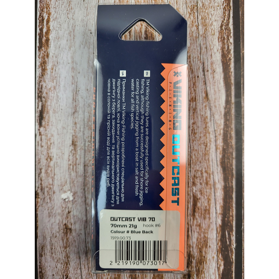 Зимовий воблер Viking Fishing Outcast Vib 70mm 21g #05 Blue Back (зимова приманка для ловлі з льоду), Колір: Blue Back, Розмір/Вага: 70мм/21г, фото , изображение 3