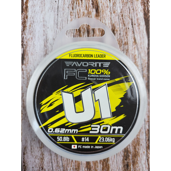 Флюорокарбон Favorite U1 FC 30m #14/0.62mm 50.8lb/23.06kg (Made in Japan), Діаметр: 0.62mm, Розмотування: 30m, фото , изображение 4