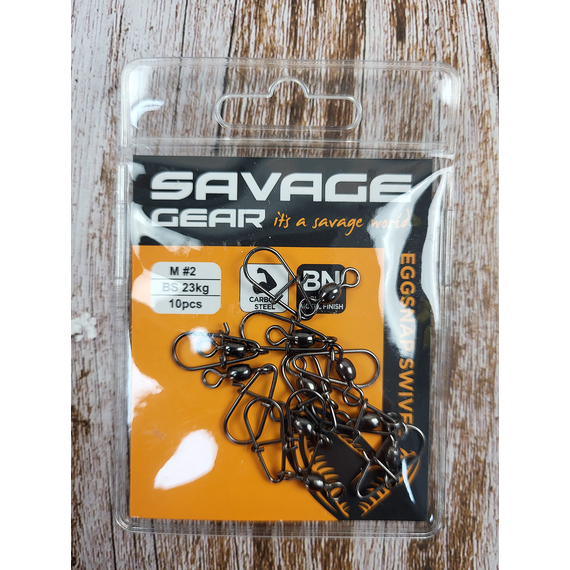Вертлюжок с застежкой Savage Gear Eggsnap Swivel M #2 23kg BLN (10 шт/уп), фото , изображение 2