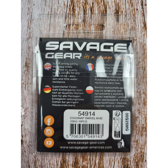 Вертлюжок с застежкой Savage Gear Eggsnap Swivel M #2 23kg BLN (10 шт/уп), фото , изображение 3