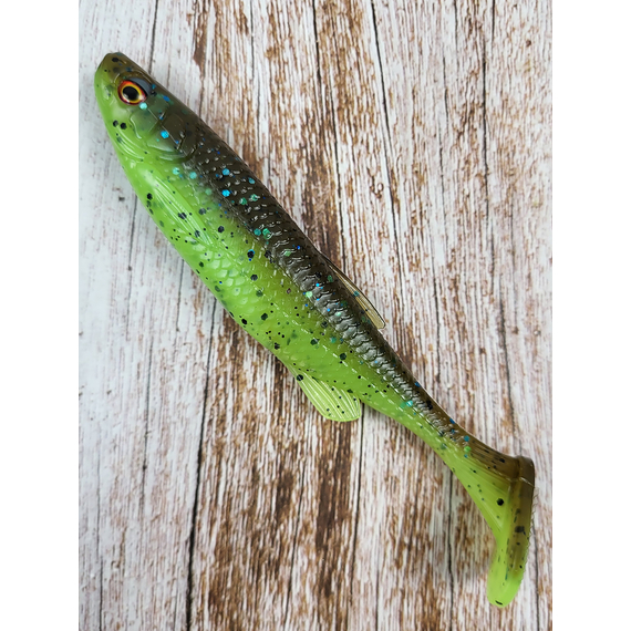 Силікон Savage Gear Fat Minnow T-Tail 105mm 11.0g Chartreuse Pumpkin (поштучно), Довжина силікону: 105mm, Колір силікону: Chartreuse Pumpkin, фото , изображение 2