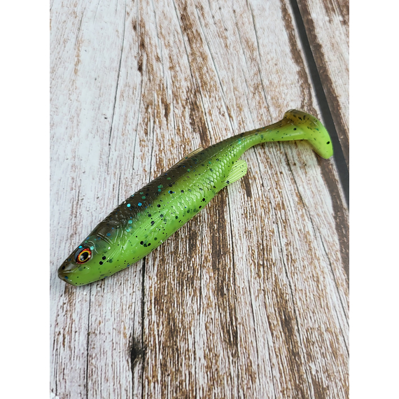 Силікон Savage Gear Fat Minnow T-Tail 105mm 11.0g Chartreuse Pumpkin (поштучно), Довжина силікону: 105mm, Колір силікону: Chartreuse Pumpkin, фото , изображение 5