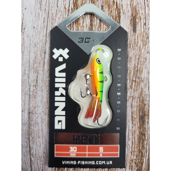 Балансир Viking Fishing Yeti Ice Jig 30mm 5.0g #4 Fire Perch, Размер/Вес: 30мм/5г, Цвет балансира: #4 Fire Perch, фото , изображение 3