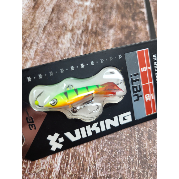 Балансир Viking Fishing Yeti Ice Jig 30mm 5.0g #4 Fire Perch, Размер/Вес: 30мм/5г, Цвет балансира: #4 Fire Perch, фото , изображение 5