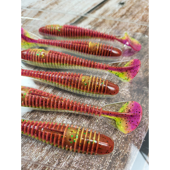 Силікон Keitech Swing Impact FAT 3.8" (6 шт/уп),, колір: ea#18 mystic lime chart, Довжина силікону: 3.8" (9.7 см), Колір силікону: EA#18 Mystic Lime Chart, фото , изображение 6