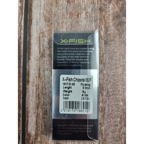 Воблер X-Fish Chipotel 50F 50mm 6g #004 (0.8-1.5m), Розмір/Вага: 50mm/6g, Колір воблера: 004, фото , изображение 4
