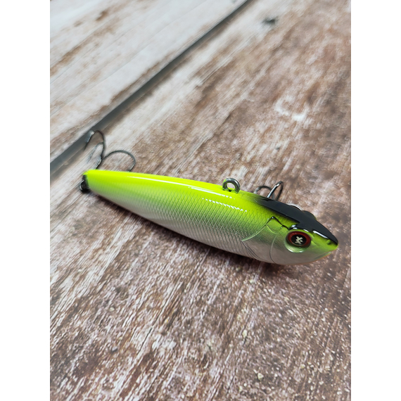 Зимний воблер Viking Fishing Outcast Vib HV 80mm 28g #06 Yellow Back (зимняя приманка для ловли со льда), Выберите цвет: Yellow Back, Размер/Вес: 80мм/32г, фото , изображение 5