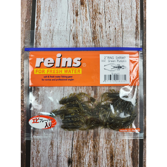 Силікон Reins Ring Shrimp 2" 002 Green Pumpkin (12шт/уп), Довжина силікону: 2.0" (5,08 см), Колір силікону: 002 green pumpkin, фото , изображение 2