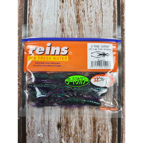 Силікон Reins Ring Shrimp 4" 060 Onga River Moneybait (6шт/уп), Довжина силікону: 4.0" (10,16 см), Колір силікону: 060 Onga River Moneybait, фото , изображение 2