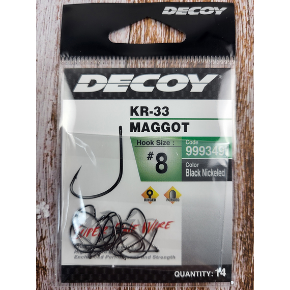 Крючок Decoy KR-33 Maggot #8 (14 шт/уп), фото , изображение 4