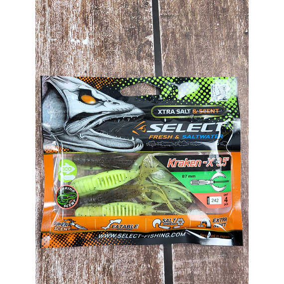Силикон Select Kraken-X 3.5" #242 (4 шт/уп), Длина силикона: 3.5" (8.89 см), Расцветка силикона: 242, фото , изображение 4