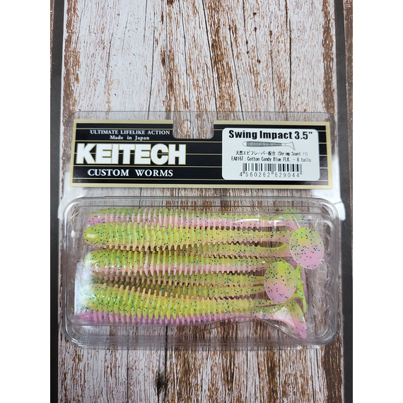 Силікон Keitech Swing Impact 3.5" (8 шт/упак), колір:ea#16 cotton candy blue f, Довжина силікону: 3.5" (8.9 см), Колір силікону: ea#16 cotton candy blue f, фото , изображение 3