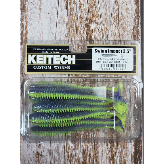Силикон Keitech Swing Impact 3.5" (8 шт/уп),, цвет: ea#20 violet chart red fl, Длина силикона: 3.5" (8.9 см), Расцветка силикона: EA#20 Violet Chart Red Fl, фото , изображение 2