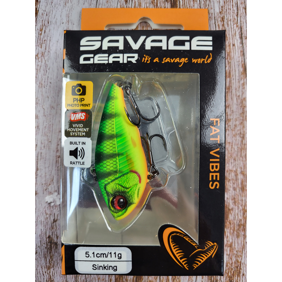Воблер Savage Gear Fat Vibes 51S 51mm 11.0g Firetiger, Розмір/Вага: 51мм/11г, Колір воблера: Firetiger, фото , изображение 2