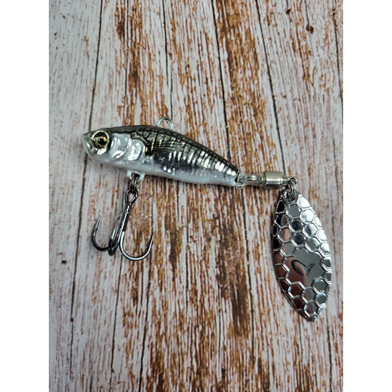 Тейл-спинер Savage Gear 3D Sticklebait Tailspin 73mm 13.0g Black Silver, фото , изображение 4