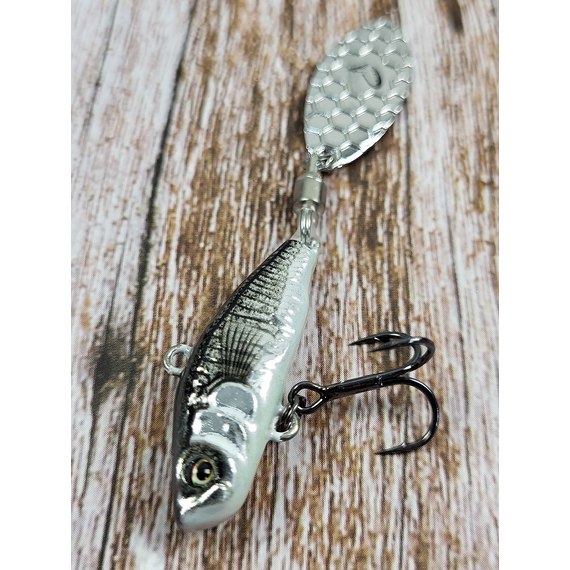 Тейл-спинер Savage Gear 3D Sticklebait Tailspin 73mm 13.0g Black Silver, фото , изображение 5