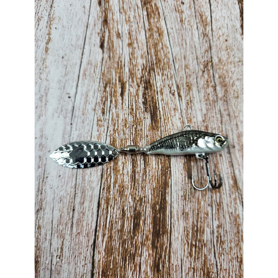 Тейл-спинер Savage Gear 3D Sticklebait Tailspin 73mm 13.0g Black Silver, фото , изображение 7