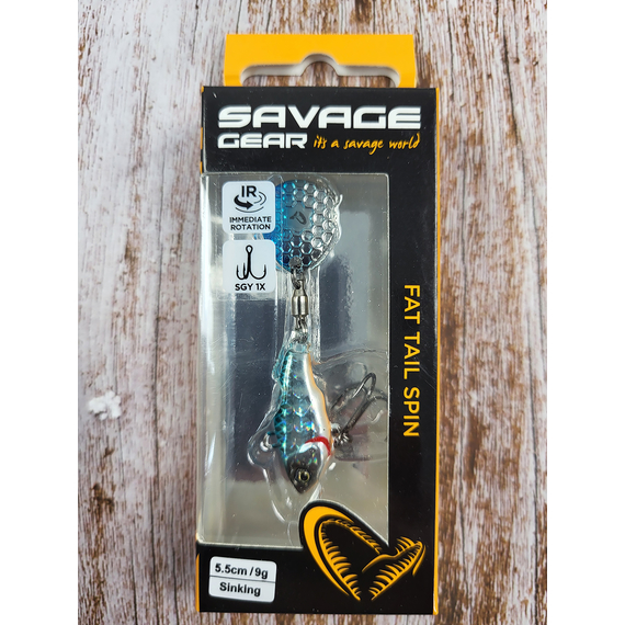 Тейл-спінер Savage Gear Fat Tail Spin 55mm 9.0g Blue Silver, фото , изображение 2