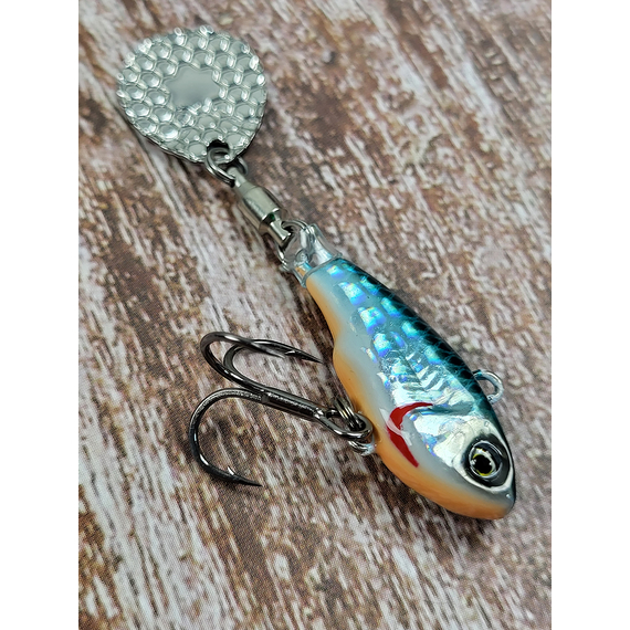 Тейл-спінер Savage Gear Fat Tail Spin 55mm 9.0g Blue Silver, фото , изображение 7