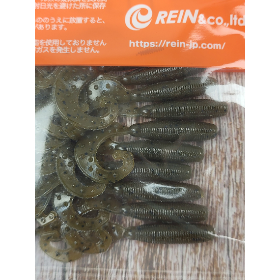 Силикон Reins Fat G-Tail Grub 2" 002 Green Pumpkin (20шт/уп), Длина силикона: 2.0" (5,08 см), Расцветка силикона: 002 green pumpkin, фото , изображение 5