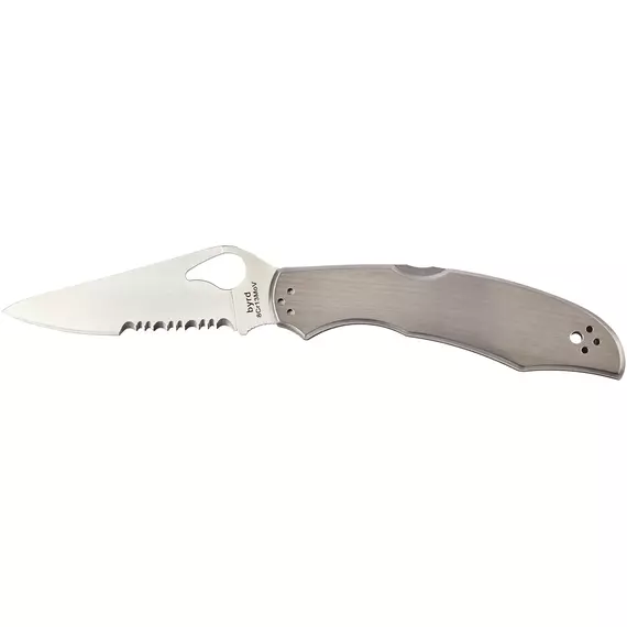 Ніж Spyderco Byrd Cara Cara 2, 8Cr13MoV, Stainless Steel, напівсерейтор к:gray, фото , изображение 2