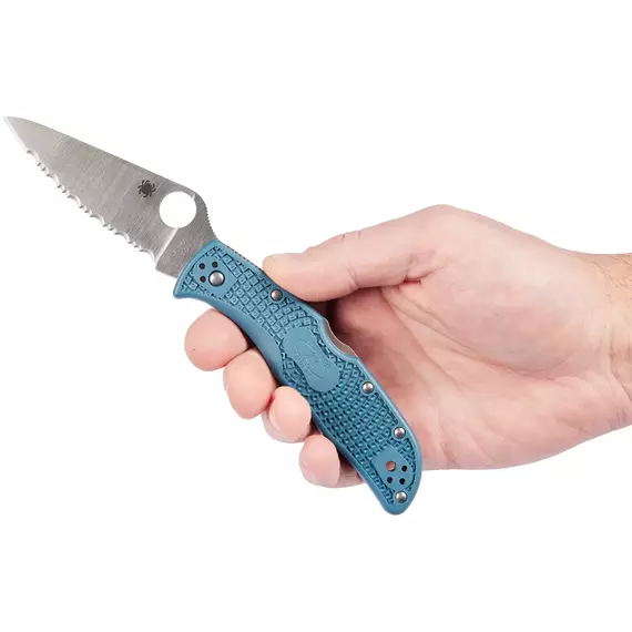 Ніж Spyderco Endela, K390, FRN, серейтор к:blue, фото 