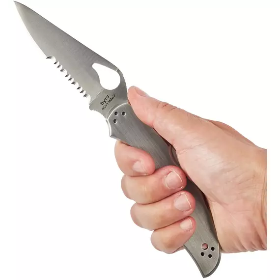 Ніж Spyderco Byrd Cara Cara 2, 8Cr13MoV, Stainless Steel, напівсерейтор к:gray, фото 