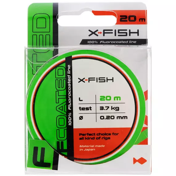 Флюорокарбон X-Fish FCoated 20m 0.20mm 3.7kg, Діаметр: 0.20mm, Розмотування: 20m, фото , изображение 2