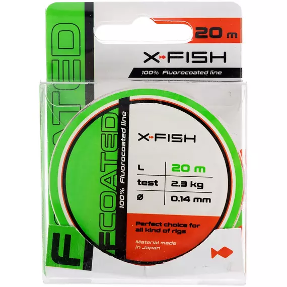 Флюорокарбон X-Fish FCoated 20m 0.14mm 2.3kg, Діаметр: 0.14mm, Розмотування: 20m, фото , изображение 2