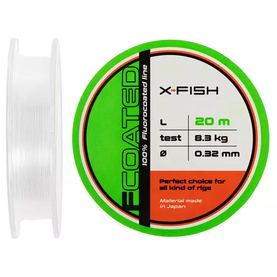 Флюорокарбон X-Fish FCoated 20m 0.32mm 8.3kg, Діаметр: 0.32mm, Розмотування: 20m, фото 