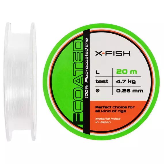 Флюорокарбон X-Fish FCoated 20m 0.26mm 4.7kg, Діаметр: 0.26mm, Розмотування: 20m, фото 