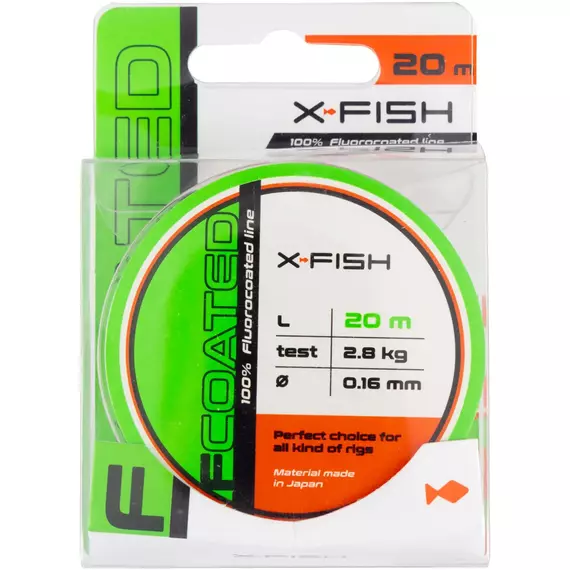 Флюорокарбон X-Fish FCoated 20m 0.16mm 2.8kg, Діаметр: 0.16mm, Розмотування: 20m, фото , изображение 2