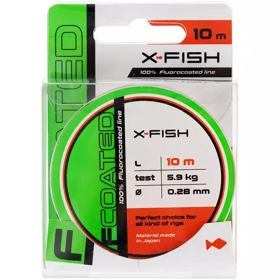 Флюорокарбон X-Fish FCoated 10m 0.28mm 5.9kg, Діаметр: 0.28mm, Розмотування: 10m, фото , изображение 2