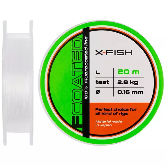 Флюорокарбон X-Fish FCoated 20m 0.16mm 2.8kg, Діаметр: 0.16mm, Розмотування: 20m, фото 