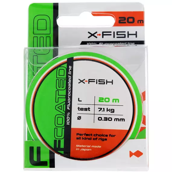 Флюорокарбон X-Fish FCoated 20m 0.30mm 7.1kg, Діаметр: 0.30mm, Розмотування: 20m, фото , изображение 2