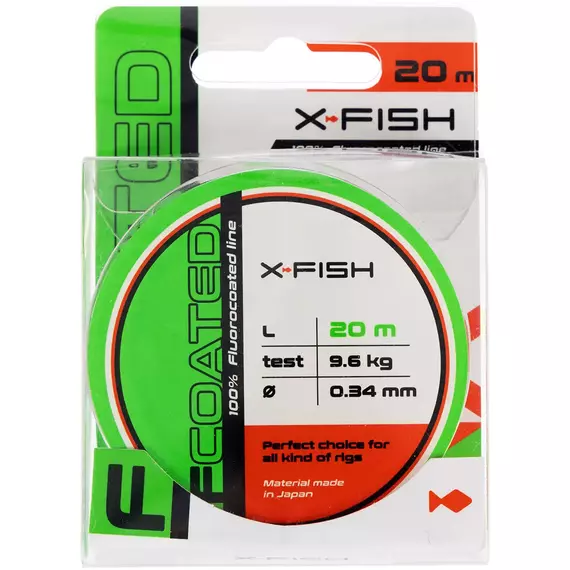 Флюорокарбон X-Fish FCoated 20m 0.34mm 9.6kg, Діаметр: 0.34mm, Розмотування: 20m, фото , изображение 2