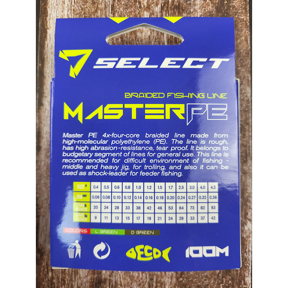 Шнур Select Master 100m 0.12мм 15кг темн.-зел., Диаметр: 0.12mm, Размотка: 100m, Выберите цвет: темно-зелений, фото , изображение 8