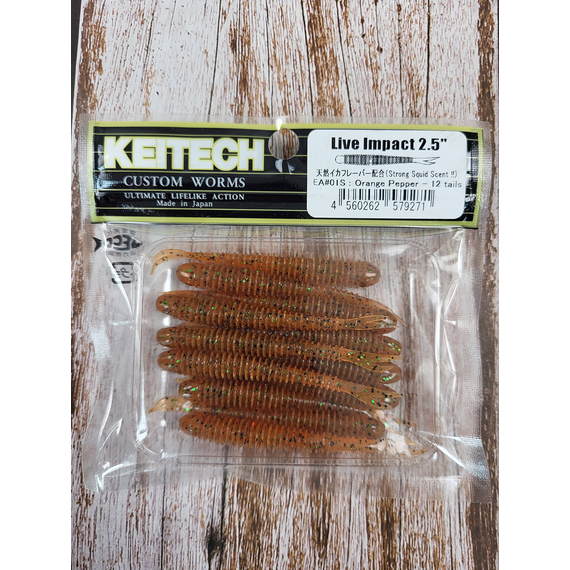 Силикон Keitech Live Impact 2.5" 12, цвет: ea#01 orange pepper, Длина силикона: 2.5" (6.3 см), Расцветка силикона: EA#01 Orange Pepper, фото , изображение 2