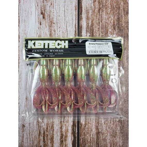 Силикон Keitech Crazy Flapper 4.4" (6 шт/уп),, цвет: ea#18 mystic lime chart, Длина силикона: 4.4" (11.2 см), Расцветка силикона: EA#18 Mystic Lime Chart, фото , изображение 2