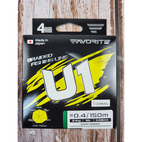Шнур Favorite U1 PE 4x 150m (dark green) #0.4/0.108mm 5lb/2.4kg, Діаметр: #0.4/0.108mm, Розмотування: 150, Колір: темно-зелений, фото , изображение 8