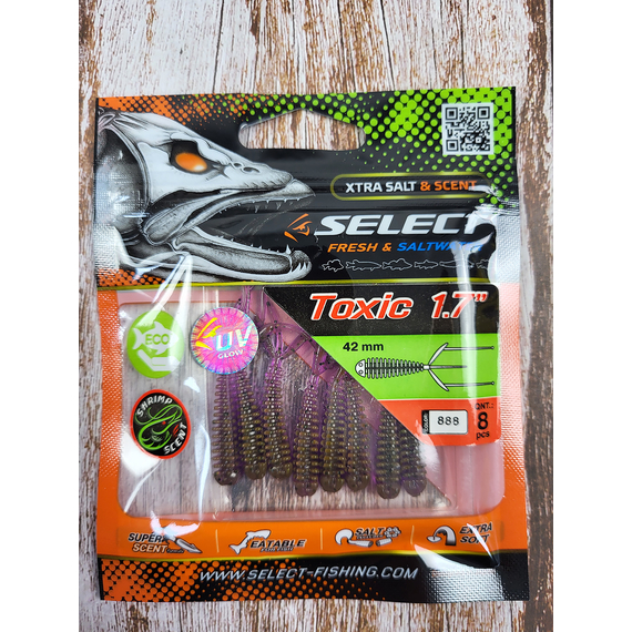 Силикон Select Toxic 1.7" col.888 (8 шт/упак), Длина силикона: 1.7" (4.2 см), Расцветка силикона: 888, фото , изображение 4