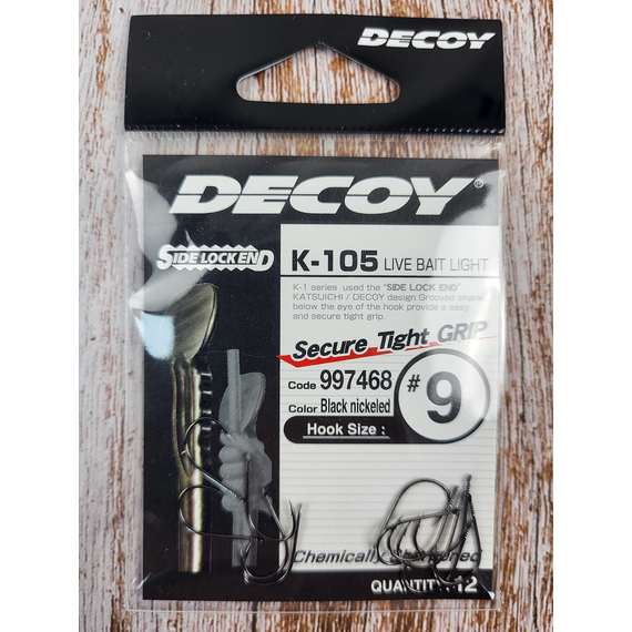 Крючок Decoy K-105 Live Bait Light #9 (12 шт/уп), фото , изображение 4