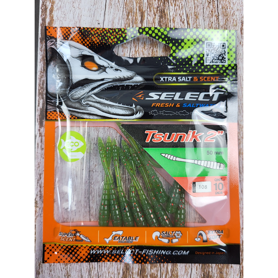 Силикон Select Tsunik 2" col.108 (10 шт/упак), Длина силикона: 2" (5.08 см), Расцветка силикона: 108, фото , изображение 3